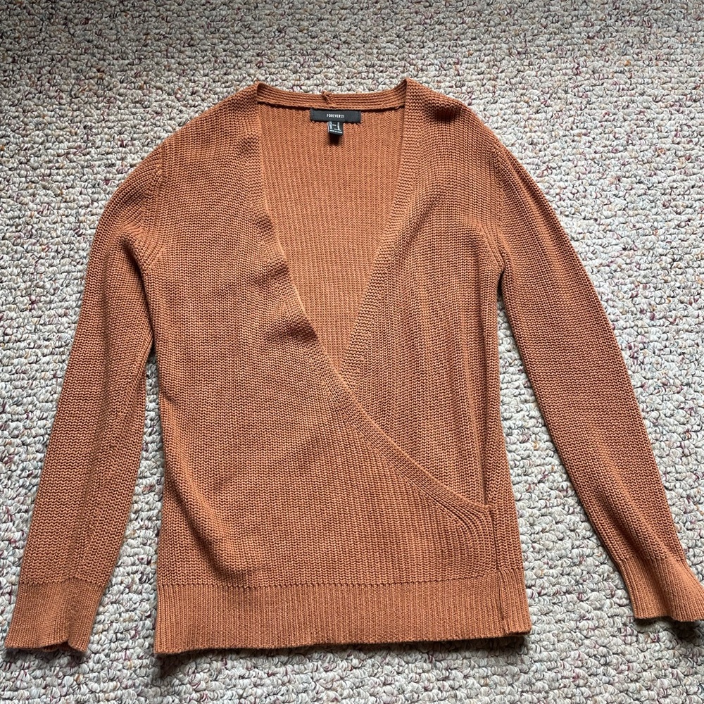 Oversized Brown Sweater with Open Front